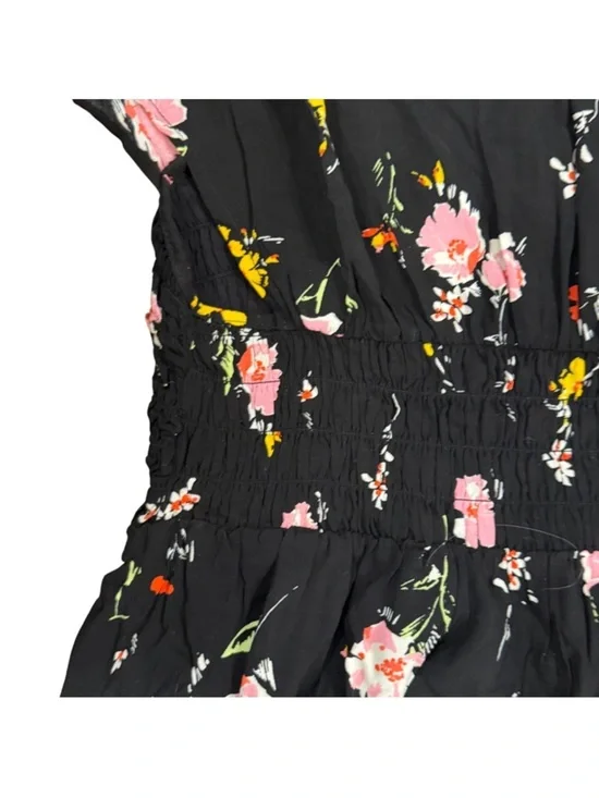 Free People summer black dress with smocked waist and floral print Size Large - Picture 5 of 10